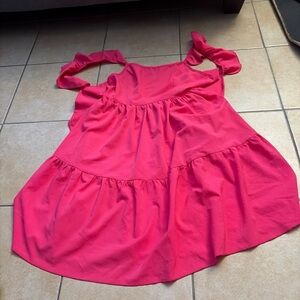 Hot Pink Tiered Mini Dress Ruffle Straps Flowy